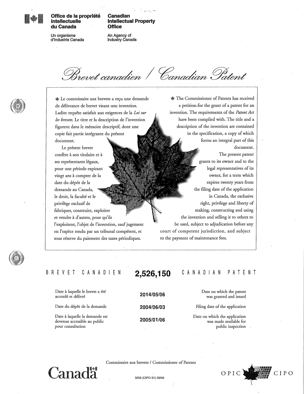 Patent CA 25126150 source preview