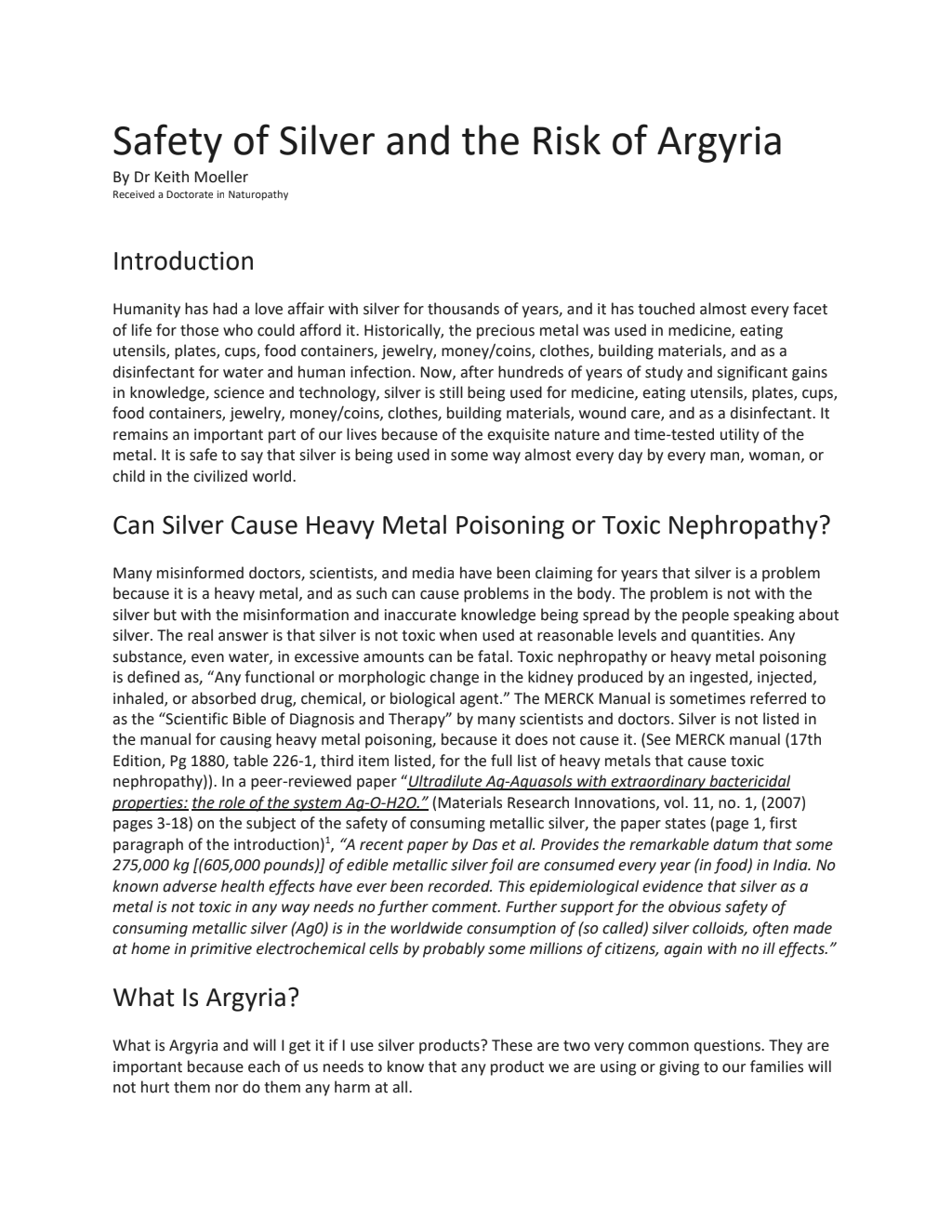 Safety of Silver and Risk of Argyria source preview