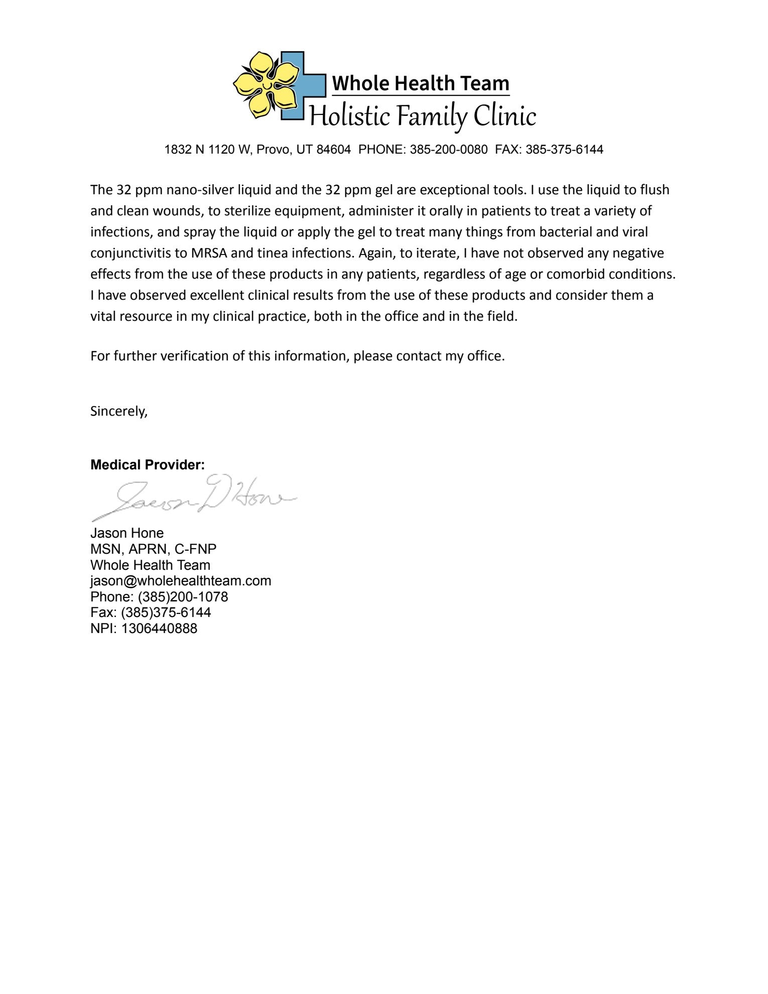 Nurse Report on 32 ppm Nano-Silver Liquid and Gel PDF page 2